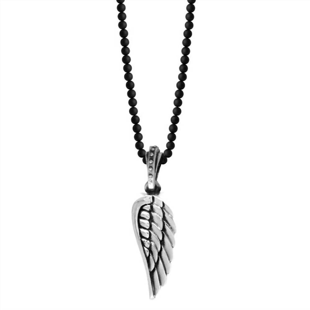 NEW KING BABY STUDIO men's large wing on necklace in black